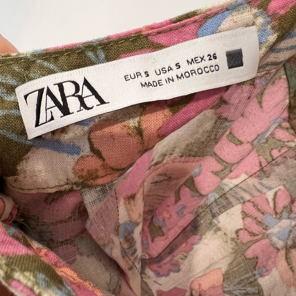 Zara pink and green floral dress with front slit and cutout back size S - Picture 8 of 8